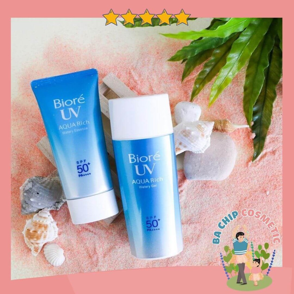 Kem chống nắng Biore UV Aqua Rich Watery Essence/Gel SPF 50+ của Nhật chống Nước phù hợp cho Mọi Loại Da 50g/90ml