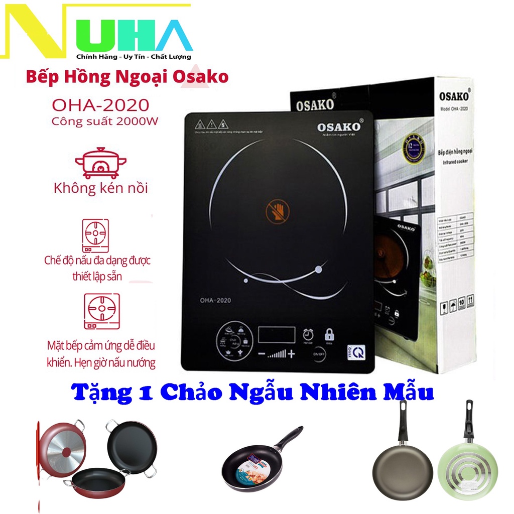 Bếp điện hồng ngoại không kén nồi OsAko OHA-2020, công suất 2000W, BH 12 tháng
