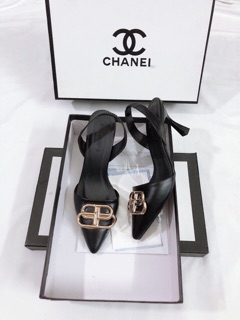 Sandal da mềm mũi nhọn khóa BB gót 6p