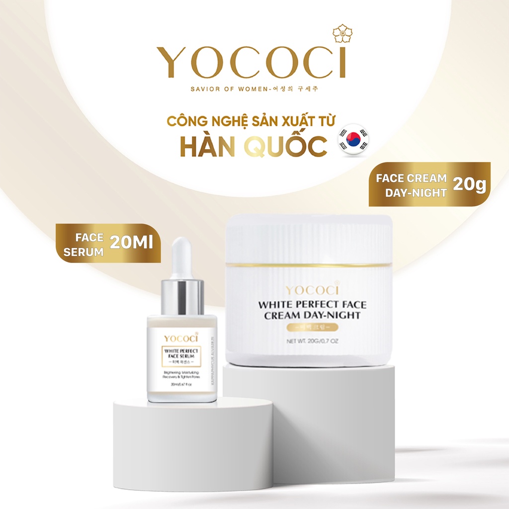 Bộ Đôi Dưỡng Trắng Da Mặt Ban Đêm YOCOCI Gồm 1 Kem Face 20g và 1 Serum 20ml