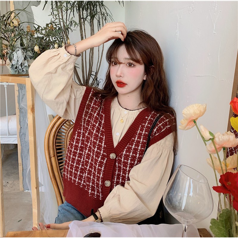 Áo Sweater không tay dáng rộng phong cách retro cá tính | BigBuy360 - bigbuy360.vn