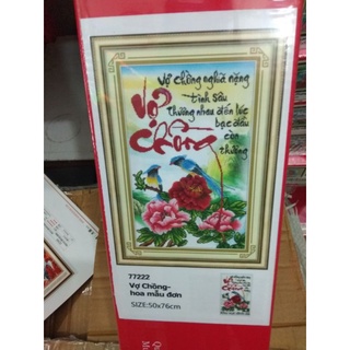 Tranh đính đá vợ chồng 77222 kt 50*76cm