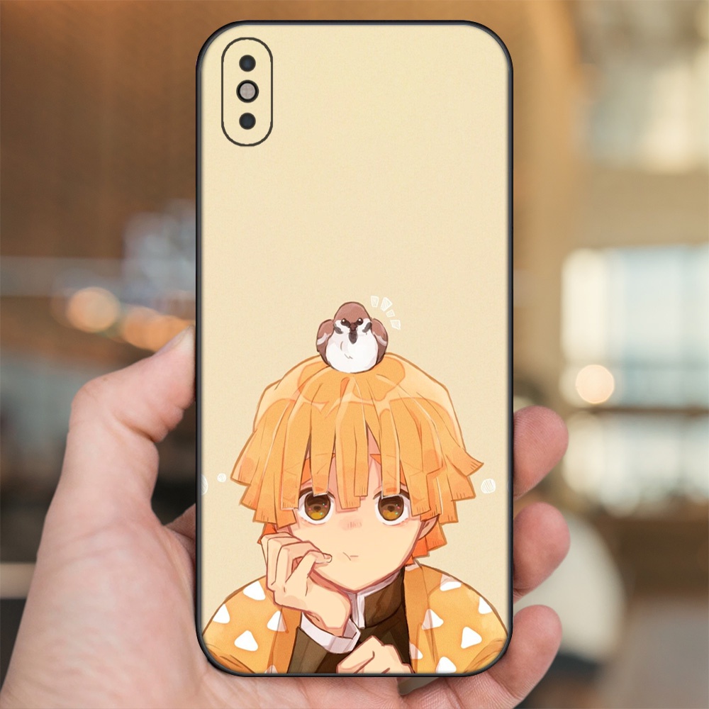 Ốp lưng iPhone Xs Max dẻo đen cạnh vuông in hình Zenitsu Kimetsu no Yaiba