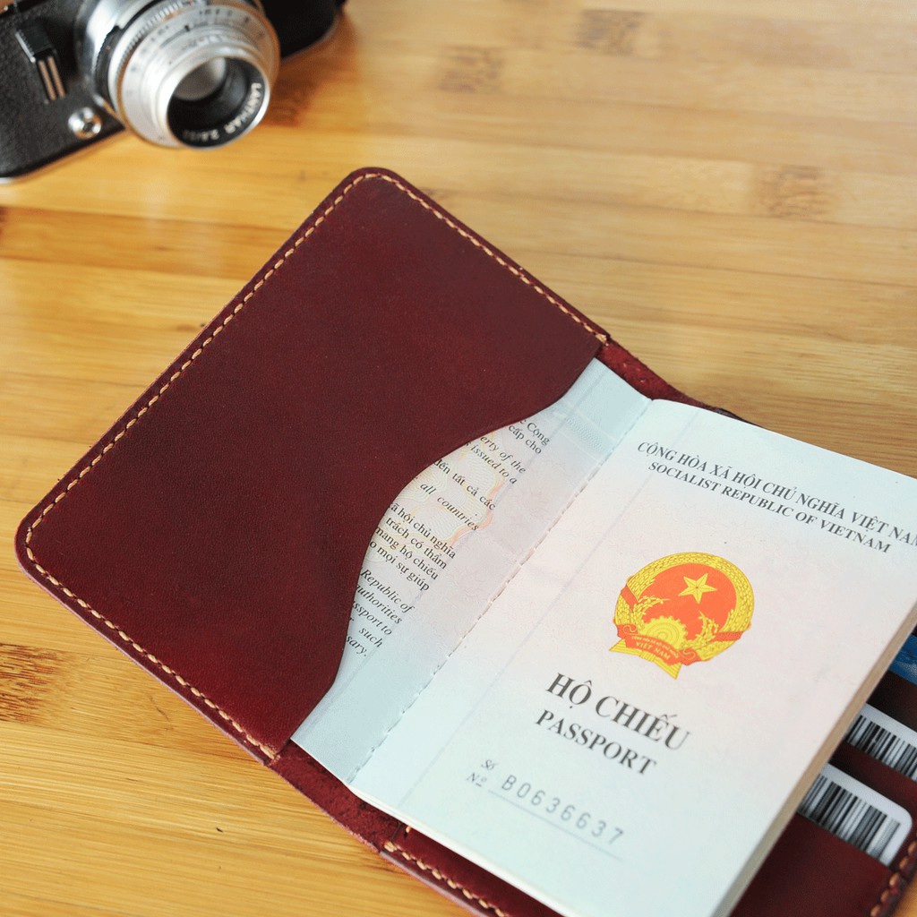 Bìa Hộ Chiếu -Bìa bọc sổ passport - Da bò nhập khẩu - Đồ da Handmade VI281