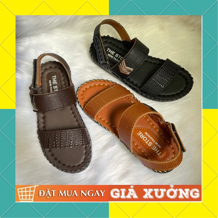 Dép da nam , dép sandal nam da bò cao cấp dép nam quai ngang màu nâu
