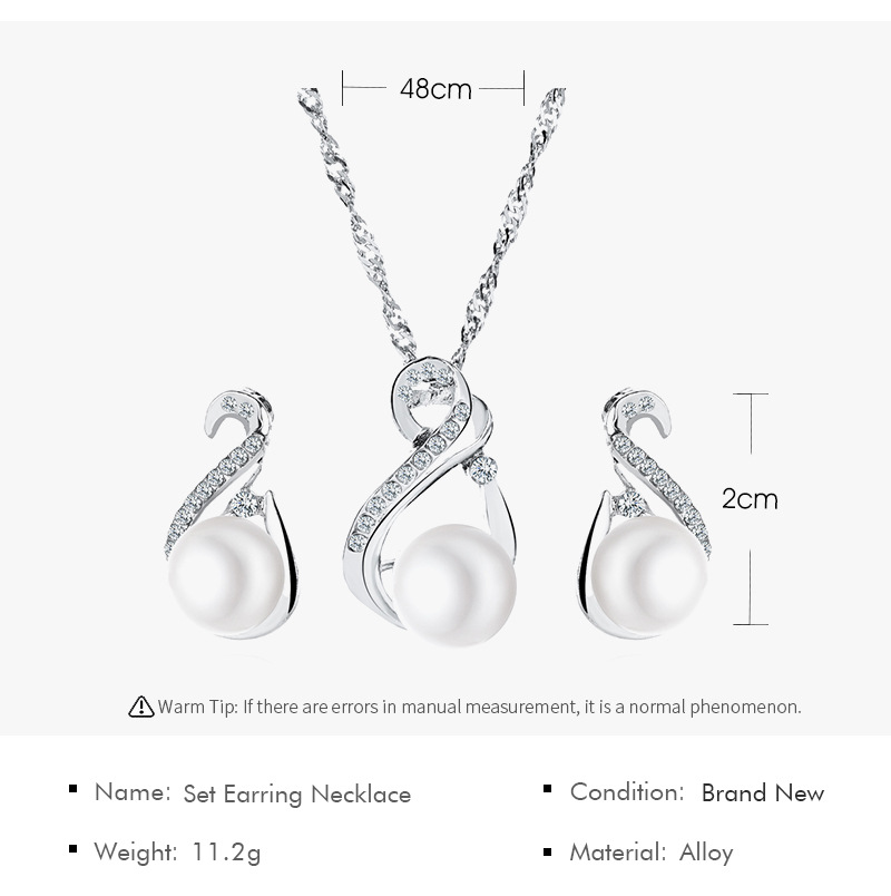 Set dây chuyền và hoa tai trang trí ngọc trai sành điệu