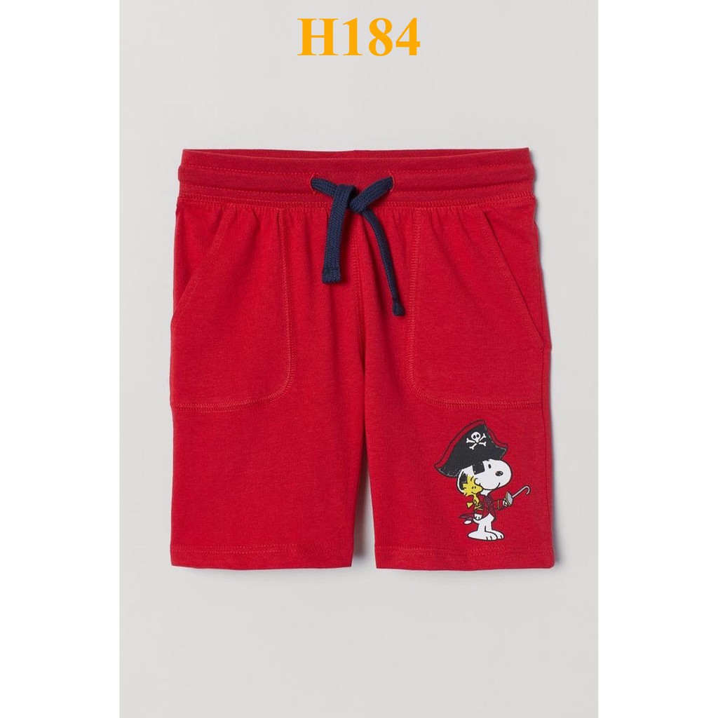 Mã H184: Quần short H&M thun cotton bé trai, nhiều màu và hình đẹp, cạp chun mềm co giãn, dây giả. (MBK 36906) - Các màu