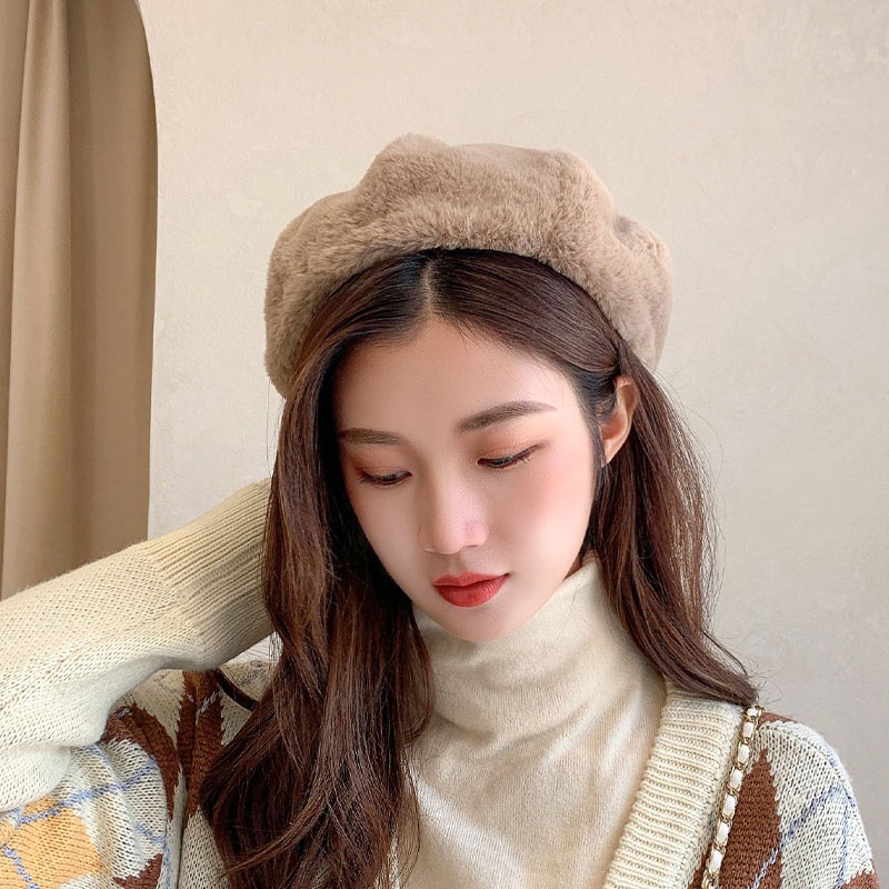Mũ Beret Lông Nhung Màu Sắc Thời Trang Thu Đông Nhật Bản Cho Nữ