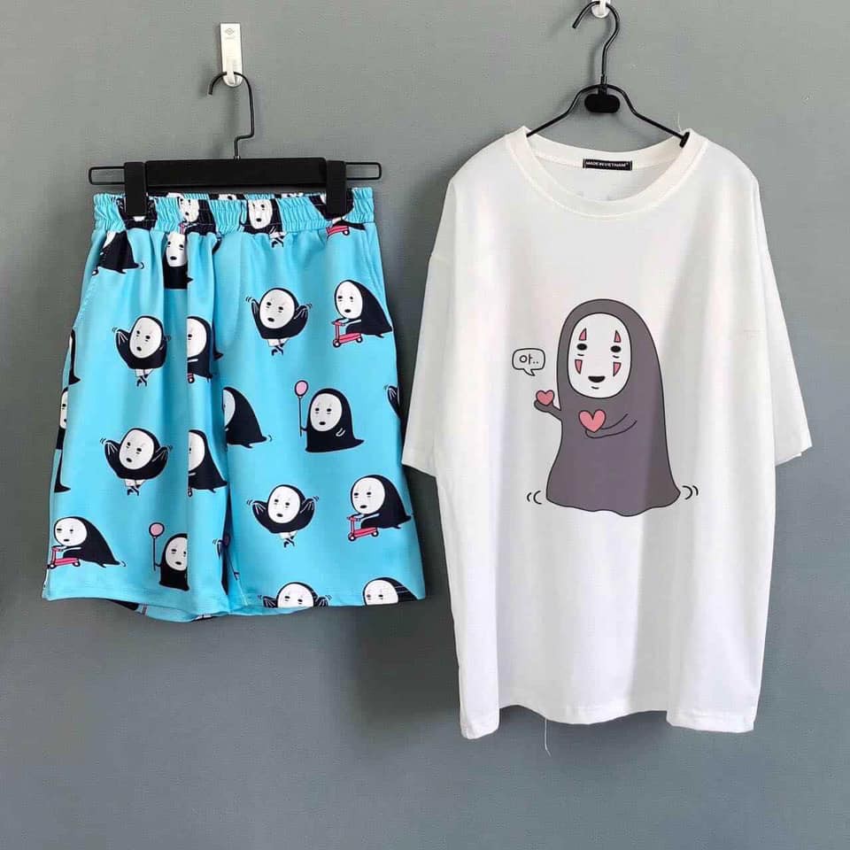 Set vô diện Spirited Away + quần shot cartoon No Face Vô diện noface unisex