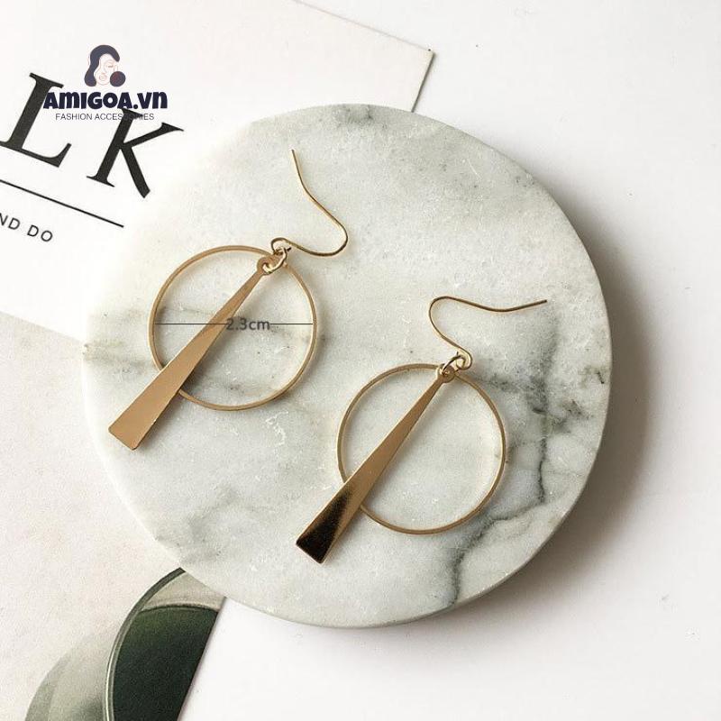 Khuyên Tai Dạng Móc Hình Tròn Bằng Hợp Kim Đơn Giản Cá Tính Thời Trang