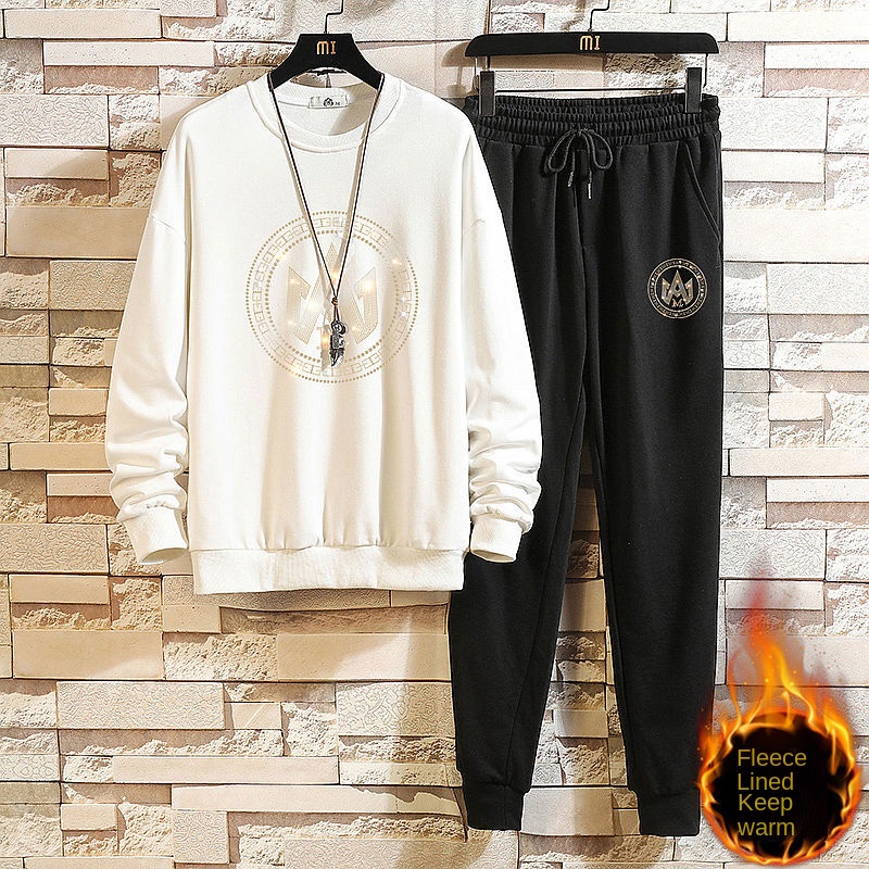 Set đồ thể thao lót nhung giữ ấm dáng rộng thời trang thu đông phong cách nam tính