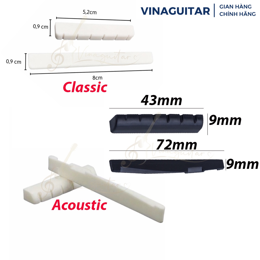 Lược và Ngựa đàn guitar acoustic, classic chất liệu nhựa và xương bò Vinaguitar