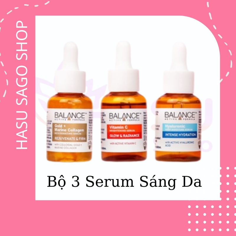 Bộ 03 serum sáng da, dưỡng ẩm và ngăn ngừa lão hóa Balance Active Skincare The Mighty Three (3x30ml)