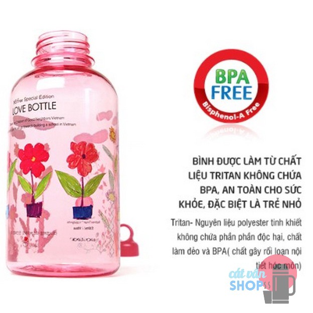 Bình Nước học sinh Lock&Lock Bisfree ABF624  - Màu Hồng Tranh do các em nhỏ Việt Nam vẽ)
