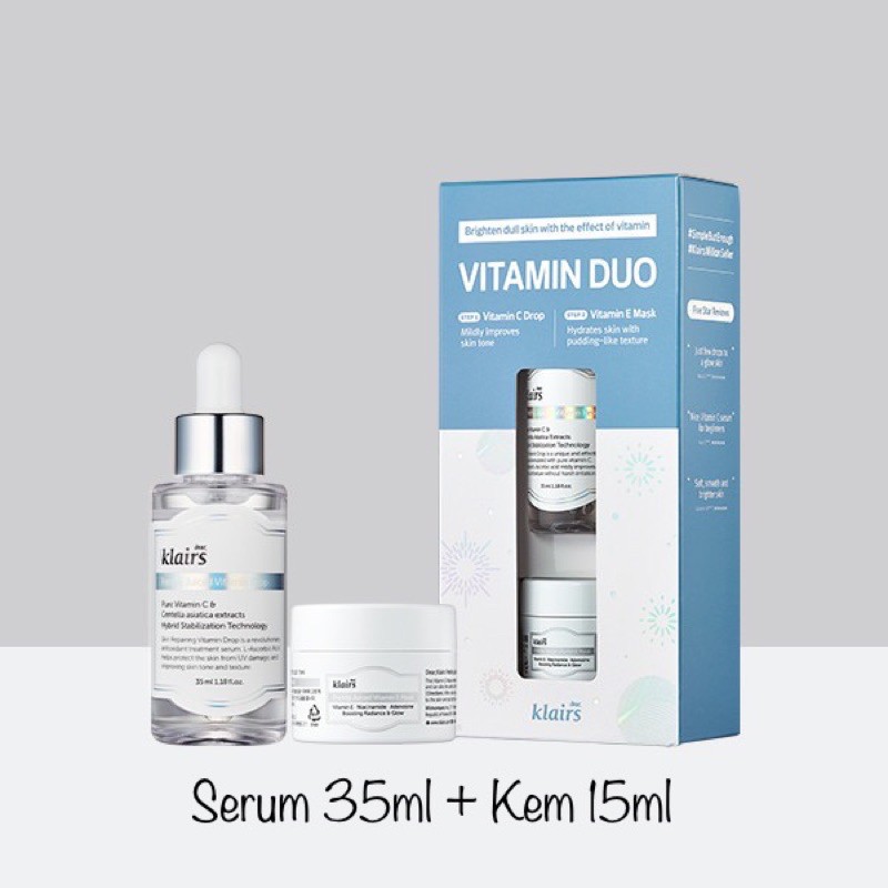 [Mã COS1904 giảm 8% đơn 300K] [Chính Hãng] Bộ Kit Dear Klairs Vitamin Duo Serum Vitamin C 35ml + Kem Vitamin E 15ml | BigBuy360 - bigbuy360.vn