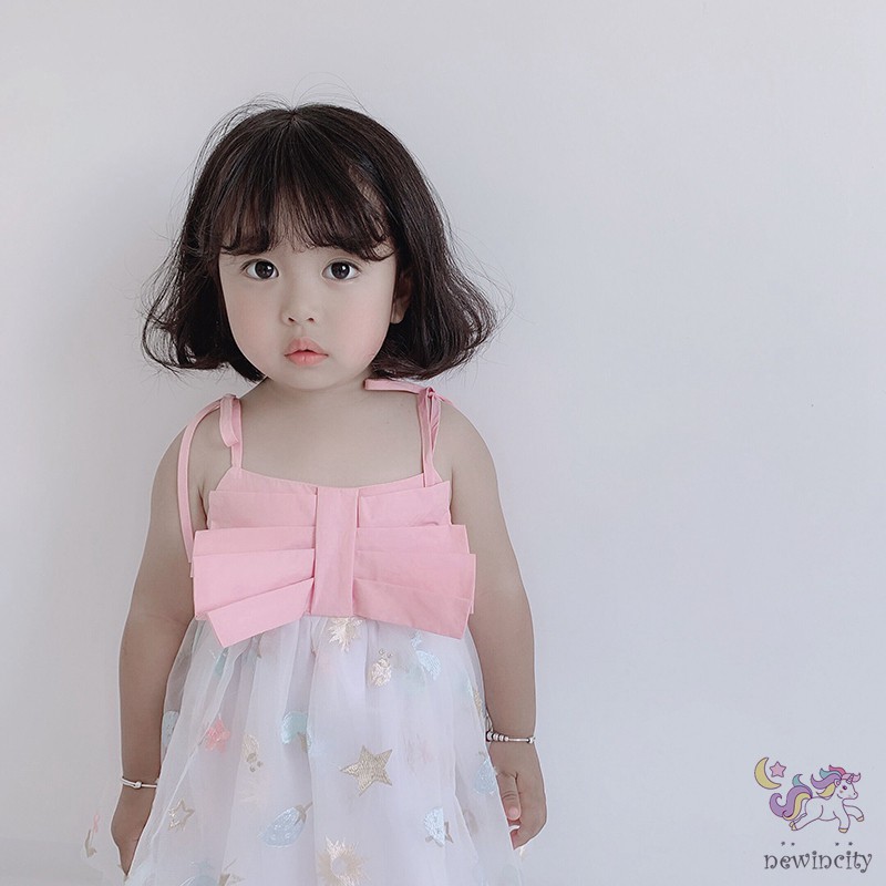 Đầm xòe hai dây in họa tiết đáng yêu cho bé gái