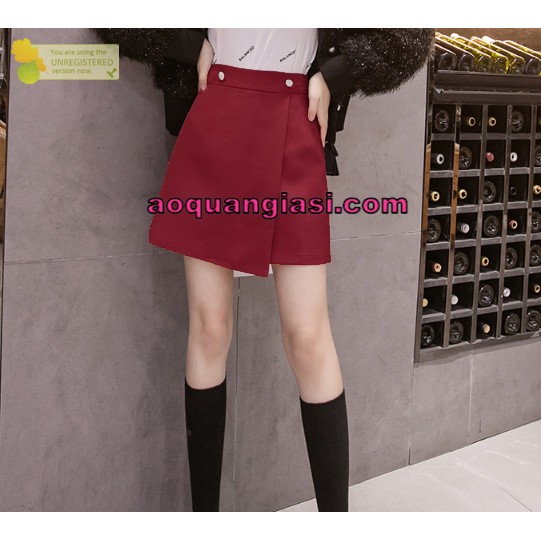Quần giả váy nữ vạt xéo lưng 2 nút sắt mt850 2 màu đen, đỏ size s,m kiểu dáng nữ tính, nhẹ nhàng AQGS.com