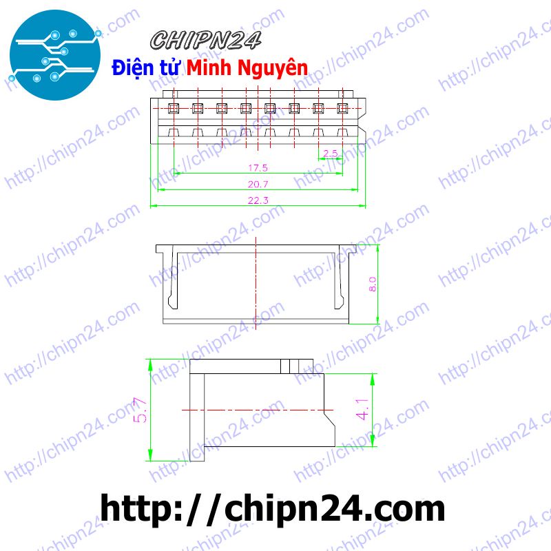 [10 CÁI] Header 3p XH2.54-3P Cái