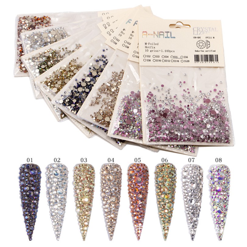 Đá giả Úc Crystal A-Nail mix size (1.440 viên)