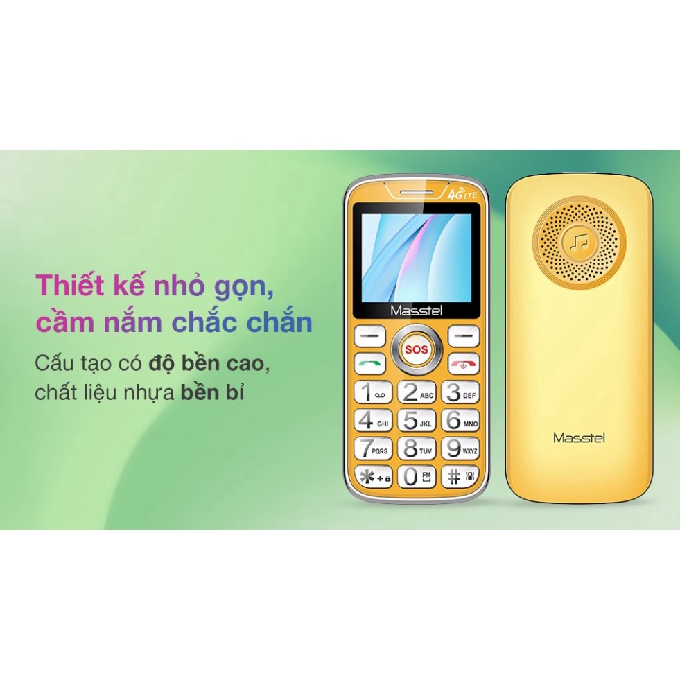 {FREE SHIP} Điện Thoại Masstel Fami 60 4G Hàng chính hãng- Số To - Chữ To MSP 021