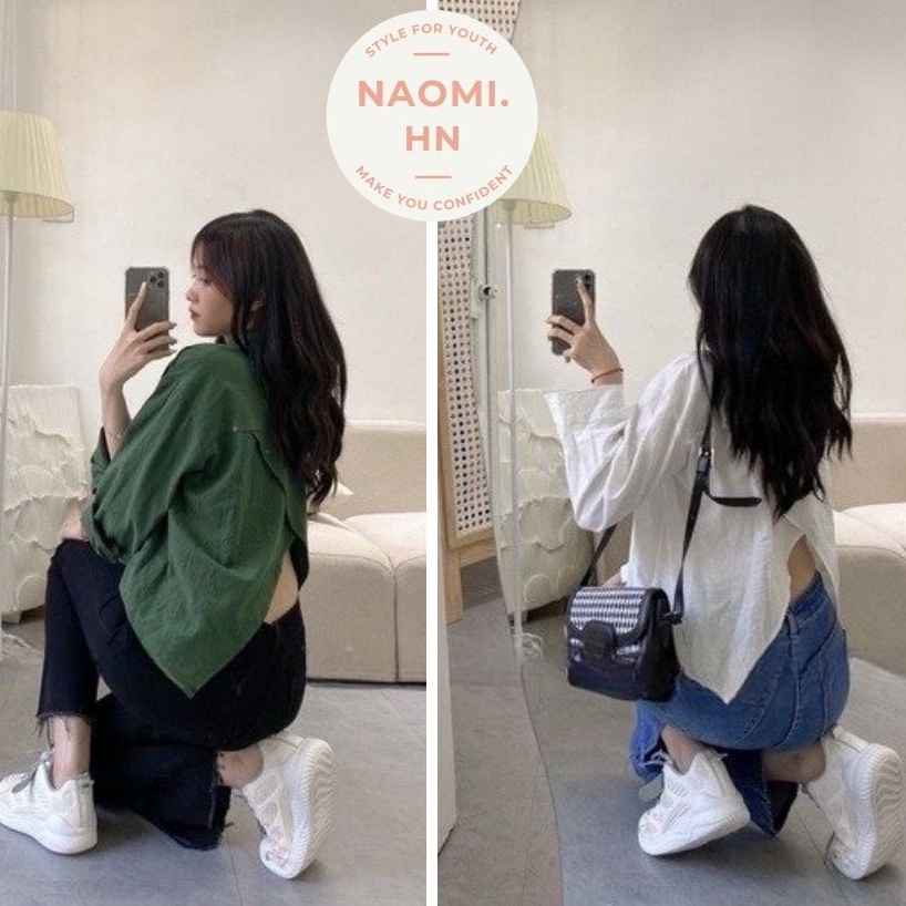 Áo sơ mi nữ xẻ tà sau lưng độc lạ dài tay cổ đức . Áo kiểu nữ xẻ tà sau lưng gợi cảm chất đẹp 3 màu xanh trắng hothit | BigBuy360 - bigbuy360.vn