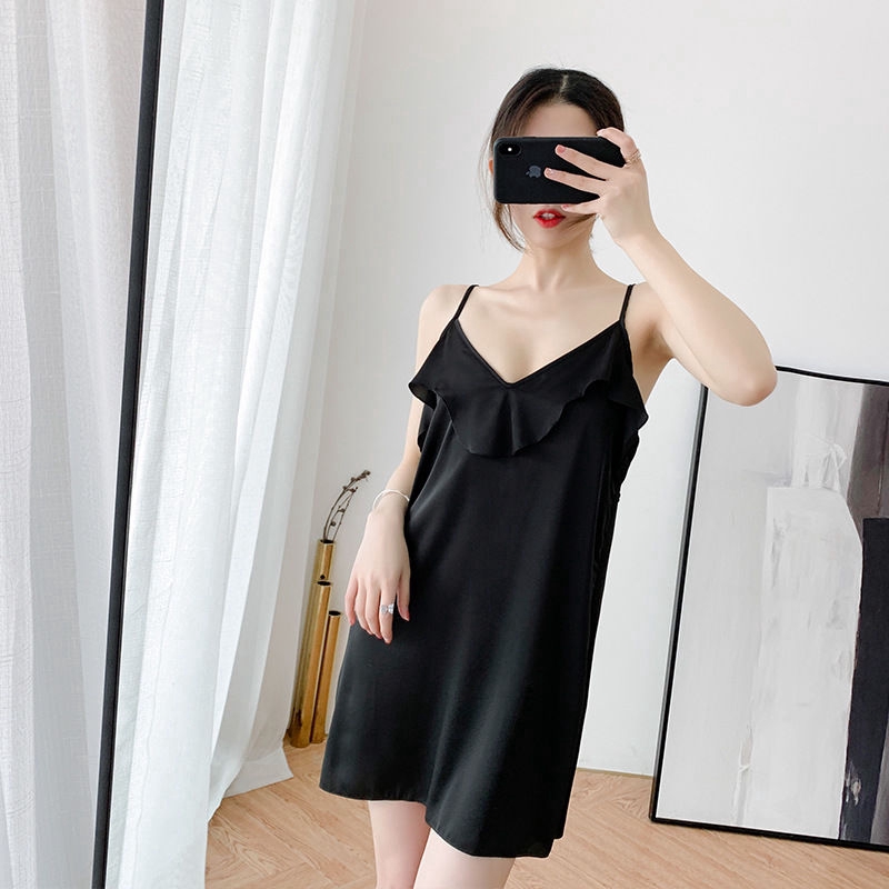 Đầm Ngủ Hai Dây Màu Trơn Gợi Cảm Cho Nữ