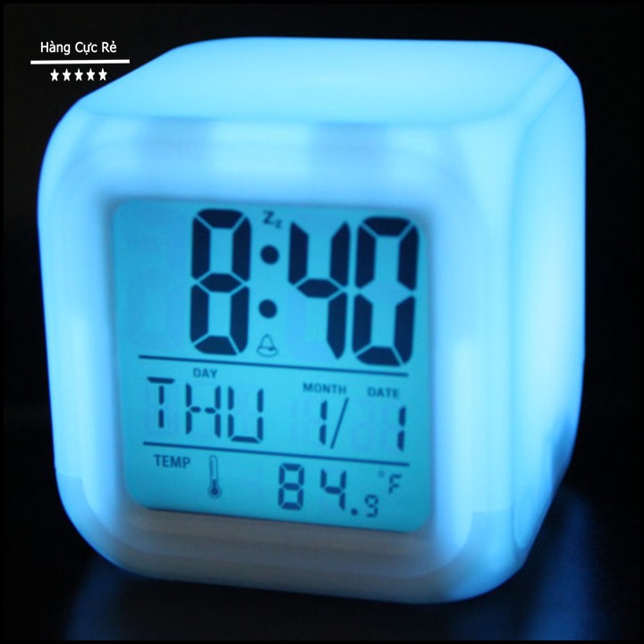 Đồng hồ báo thức đèn Led đổi 7 màu thiên nhiên HCR