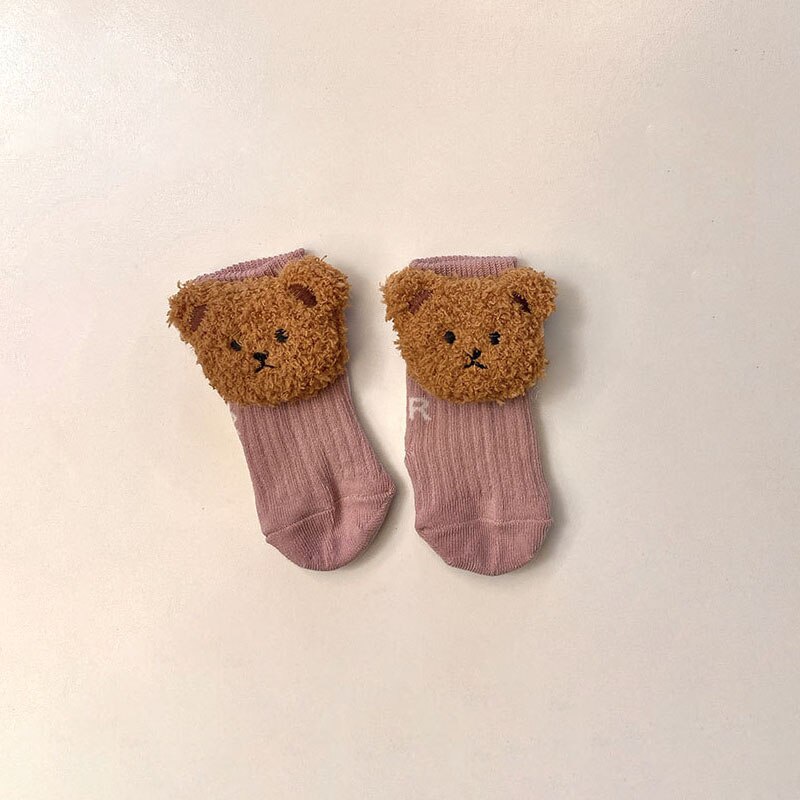 Đôi Vớ Cotton Dày Mềm Ấm Áp In Hình Gấu Bông Dễ Thương Cho Bé