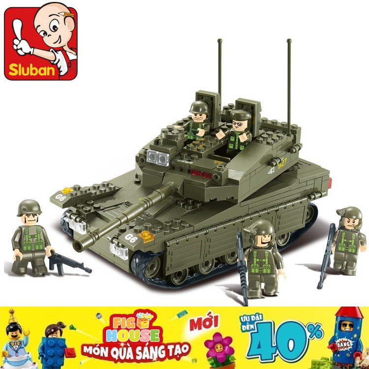 Bộ Lắp Ráp Sluban B0305 Military Army MOC Merkava K1 Tank 344 Chi Tiết - Đồ Chơi Xếp Hình