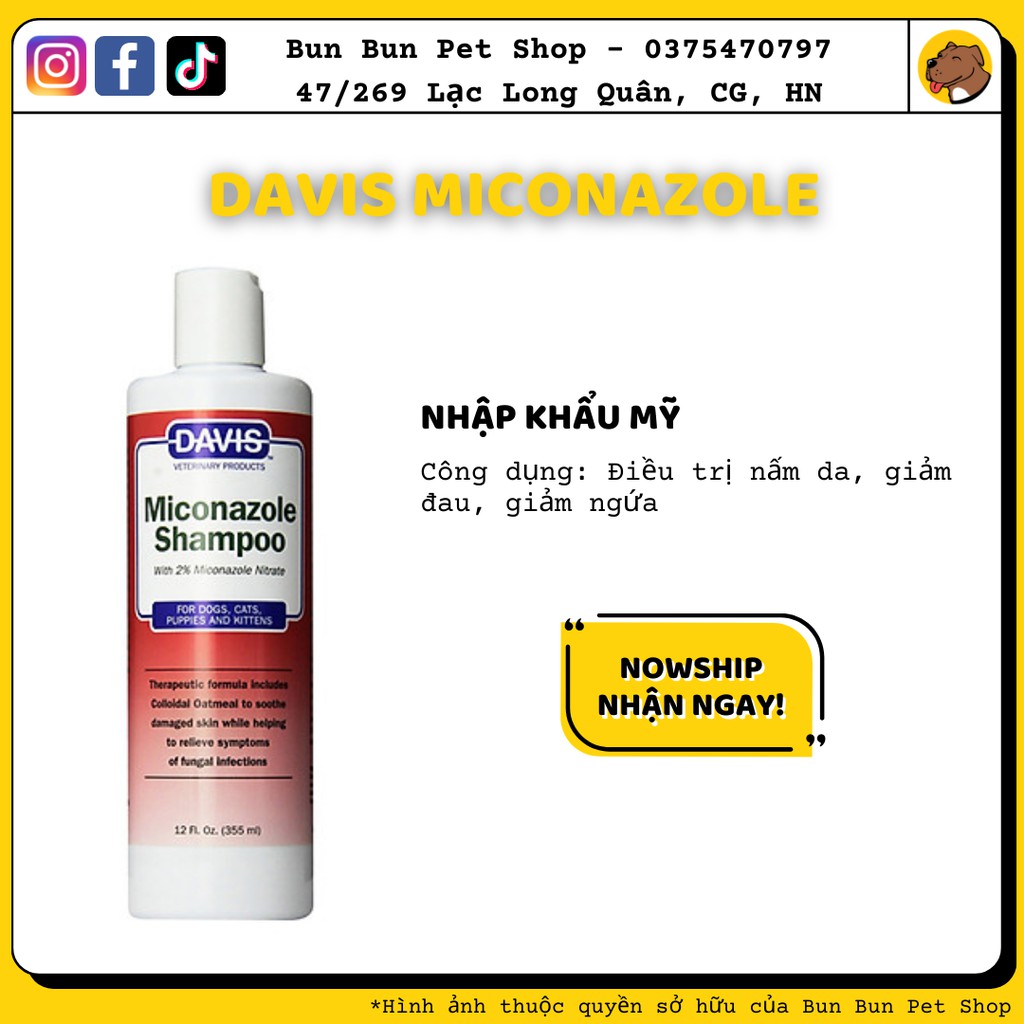 Sữa tắm trị nấm Davis Miconazole cho chó mèo