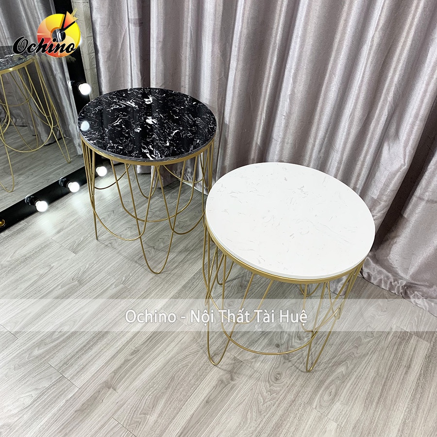 Bàn Trà Tròn Sofa Mặt Đá Sang Chảnh Mẫu Mới ( Sẵn 2 Mầu Đen Và Trắng)