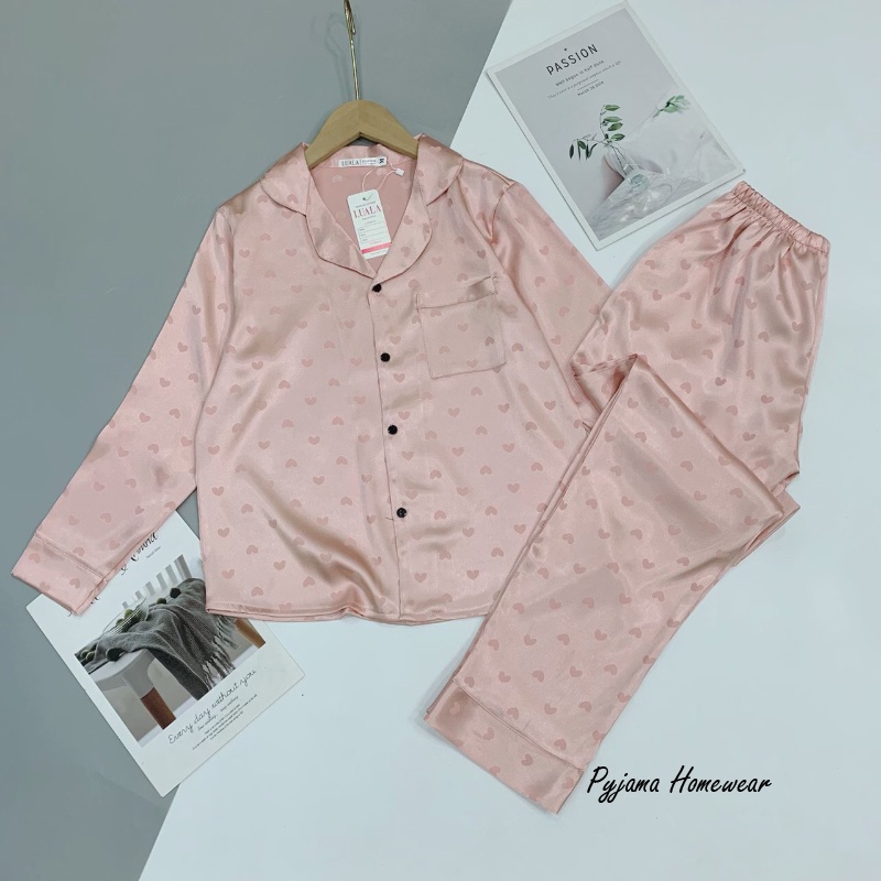 Bộ Pijama lụa thu đông tay dài quần dài chất lụa gấm cao cấp siêu đẹp