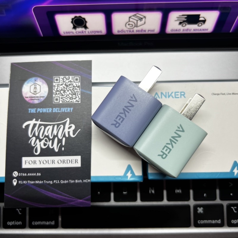 Củ sạc nhanh ANKER A2633 PowerPort III Nano 20W 1 cổng USB-C Màu Xanh mint, Tím lavender - Bảo hành 12 tháng