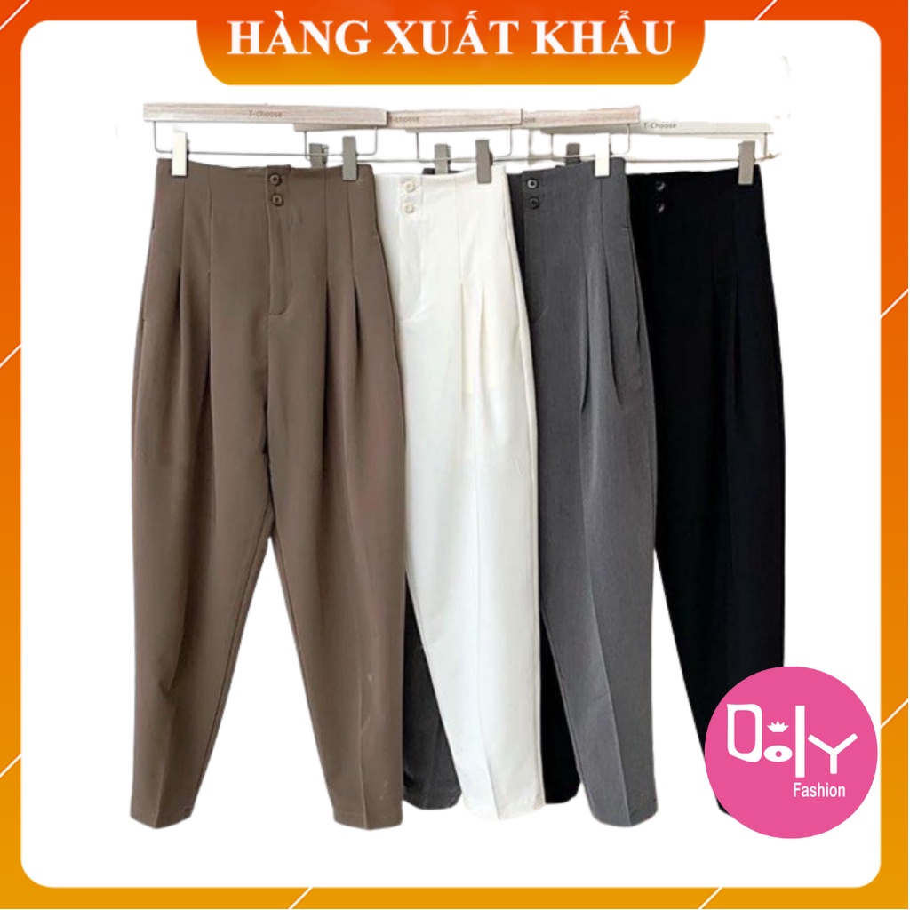 Quần Baggy nữ cạp liền siêu cao - Quần baggy cạp liền chất vải tuyết mưa lên dáng cực đẹp