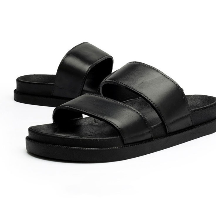 Dép nữ sandal 2 quai ngang nữ đế bệt đi mưa hàn quốc đẹp thời trang sành điệu màu đen đủ size dongho