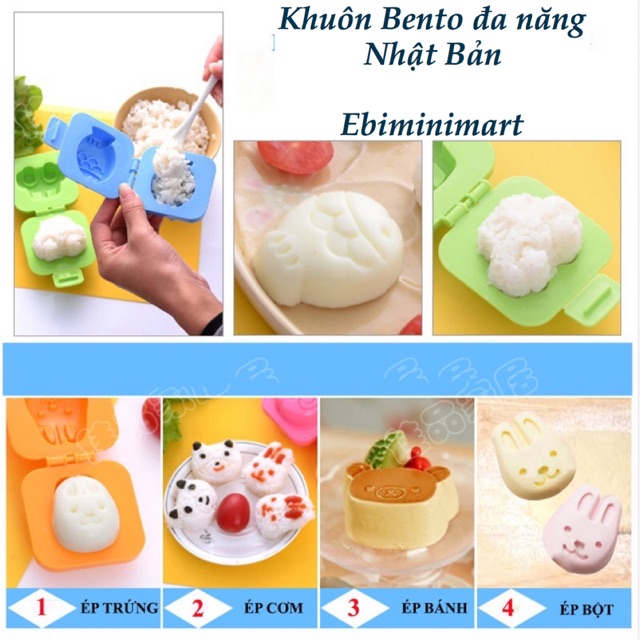 (Chuẩn hàng Nhật) Set 2 khuôn tạo hình cơm bento Kokubo