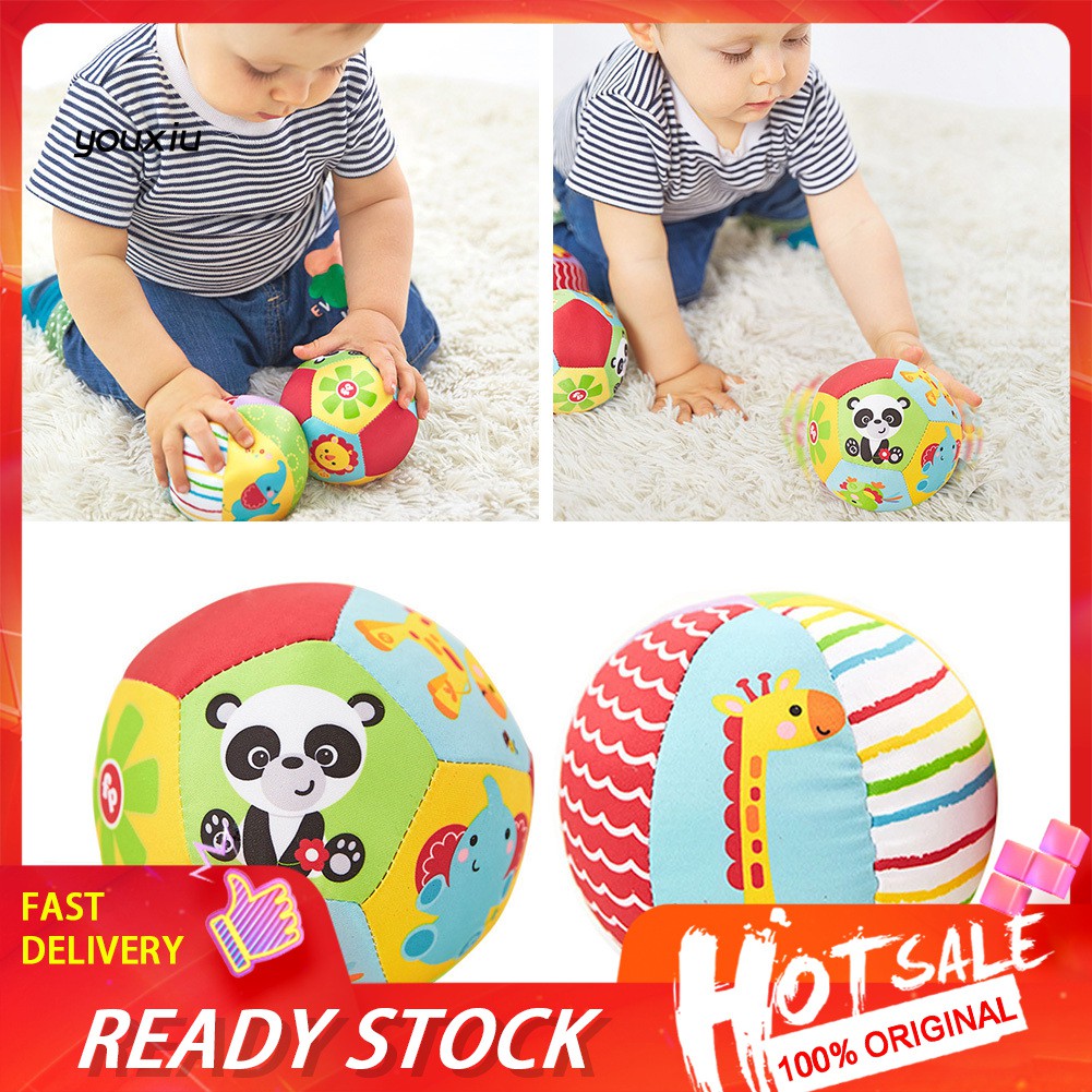 ♛YEWJ♛Infant Baby Toddler Kids Soft Stuffed Ball Animal Pattern Bell Sports Crib Toy