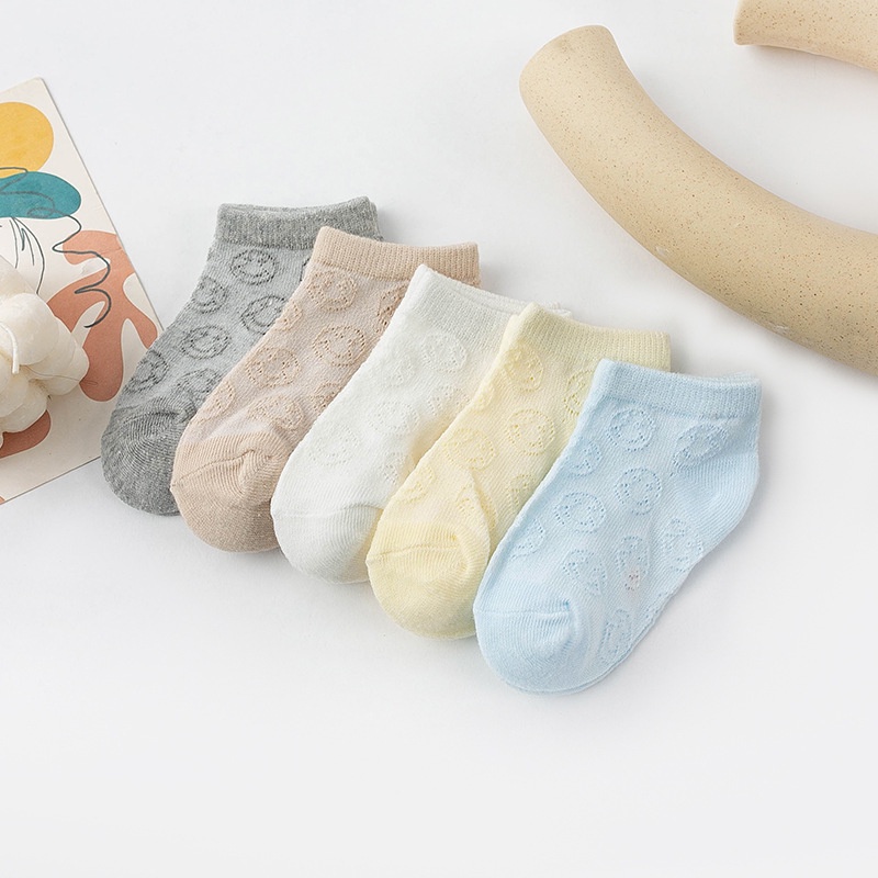 Set 5 Đôi Vớ cotton Mỏng Phối Ren Thoáng Khí Thoải Mái Cho Bé