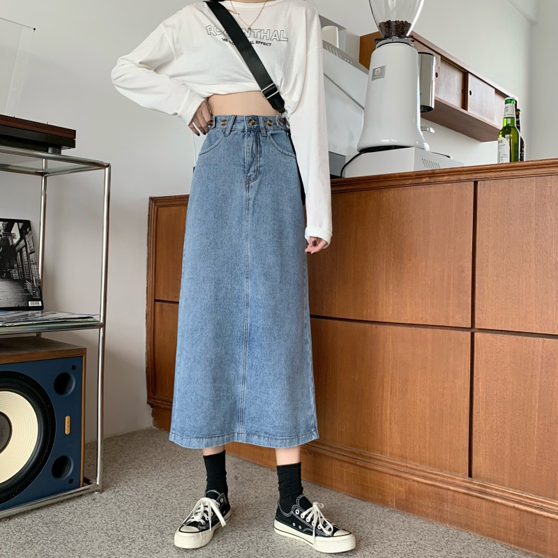 Chân Váy Denim Dáng Chữ A Lưng Cao Thời Trang Cho Nữ | BigBuy360 - bigbuy360.vn