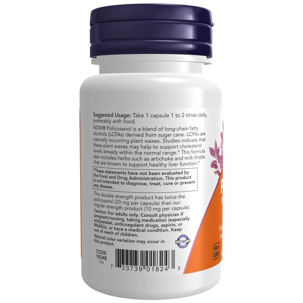 Now Foods Double Strength Policosanol 20mg - Viên uống hỗ trợ tim mạch, giảm cholesterol 90 viên