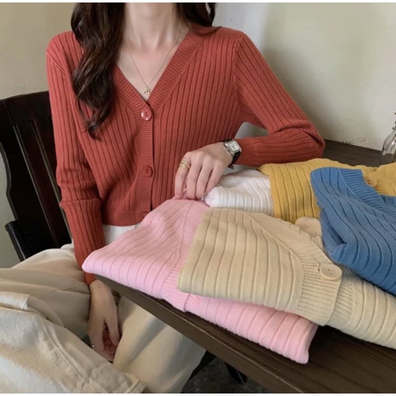 Áo Khoác Cardigan Nữ, Áo Len Tăm Đóng Cúc Chất Len Mềm Cực Đẹp