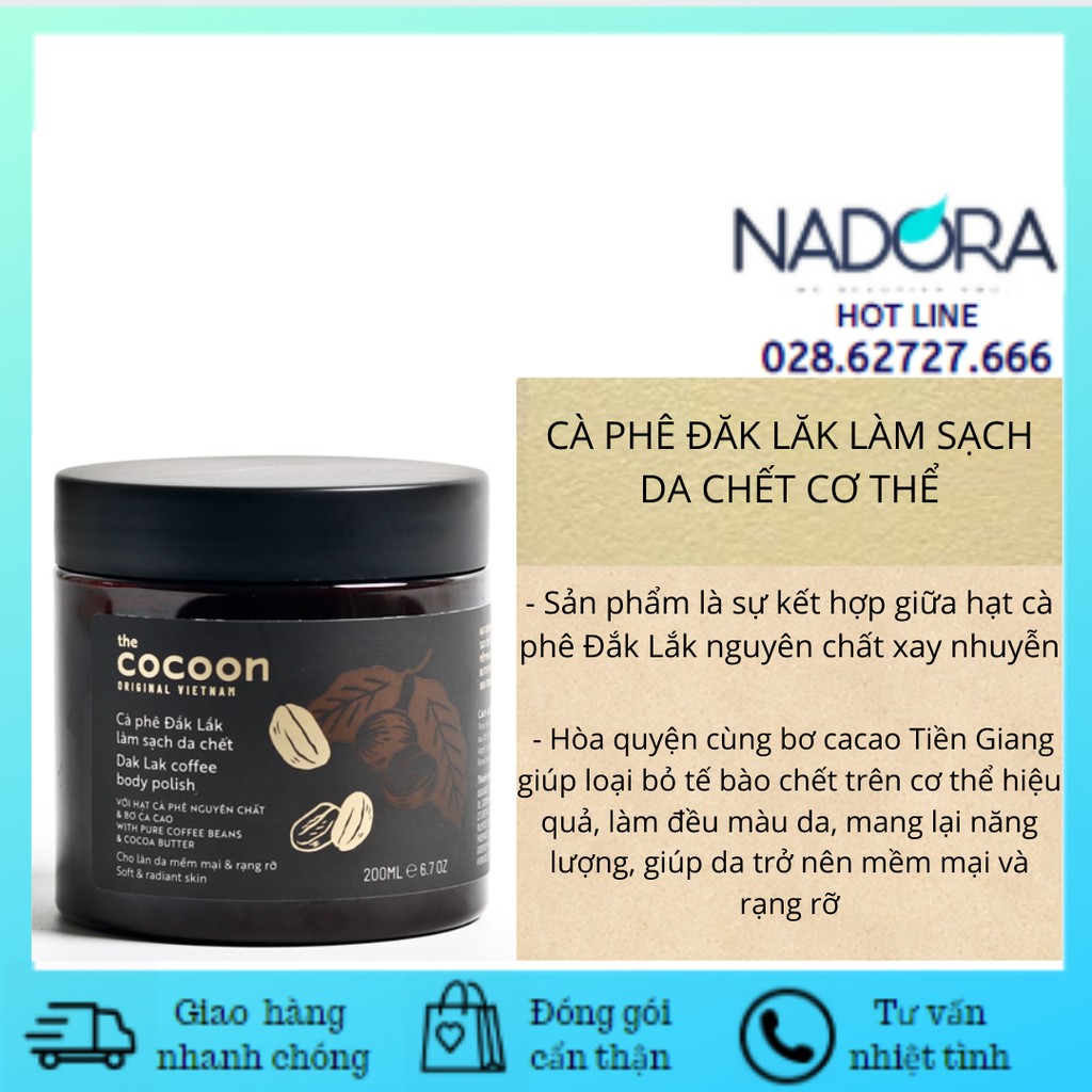 Tẩy Da Chết Cơ Thể Cocoon Cà phê Đắk lắk Làm Sạch Da Chết (200ml)