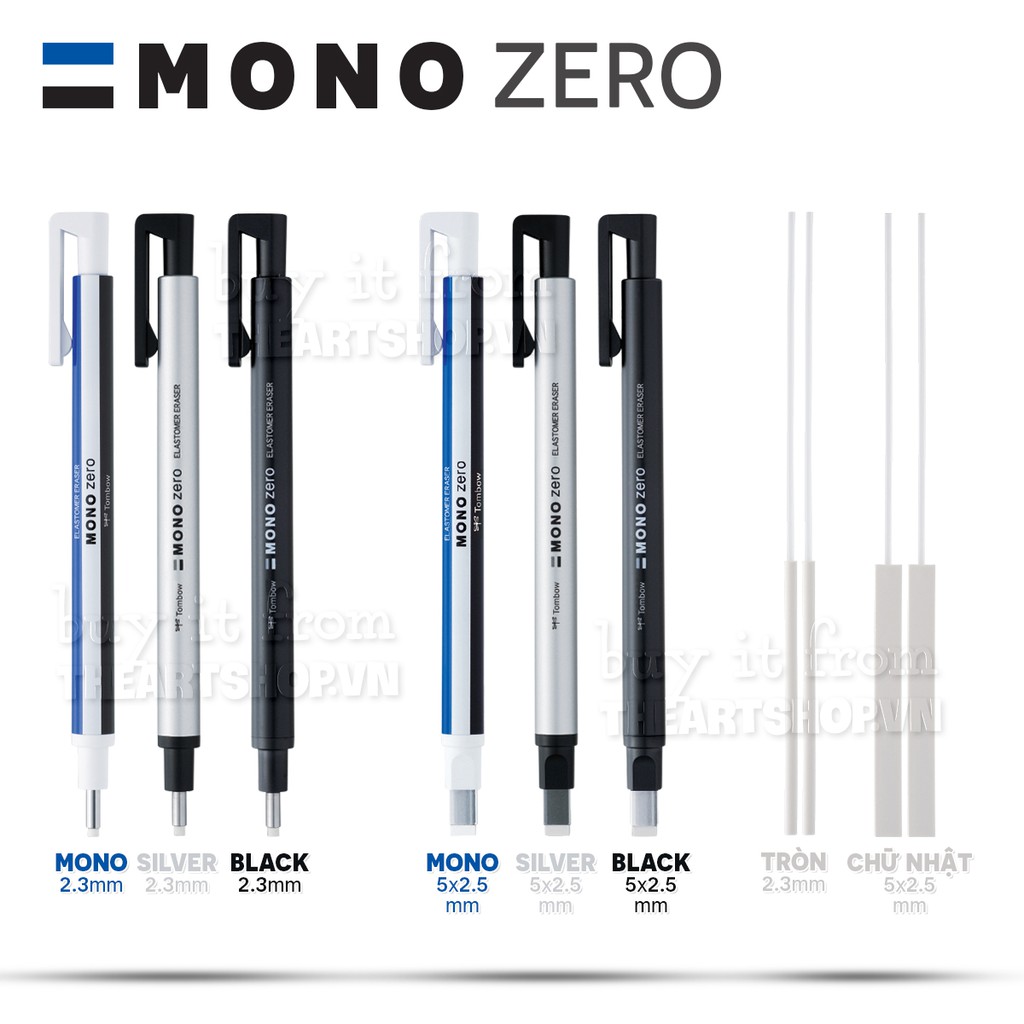 Bút gôm TOMBOW đầu vuông/đầu tròn - TOMBOW MONO ZERO Square/Circle Nhật Bản