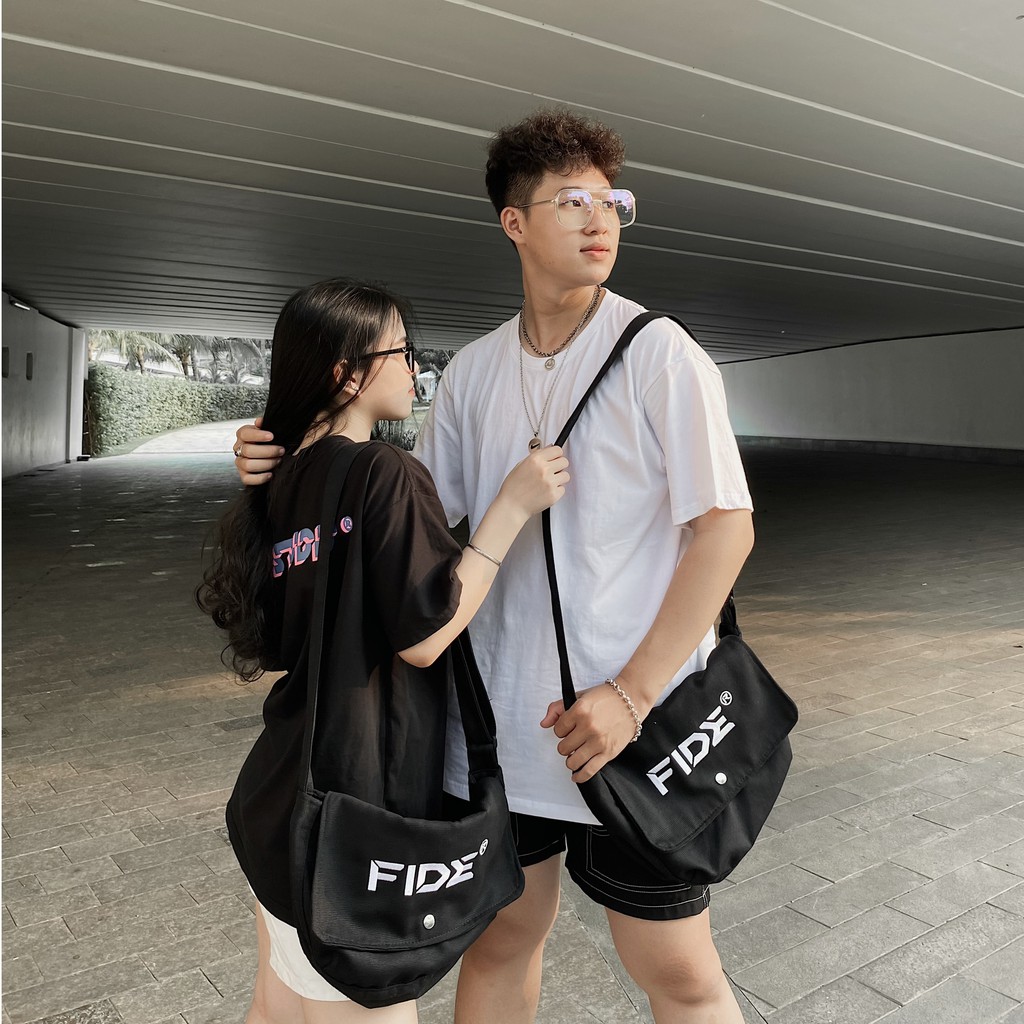 Túi tote vải đeo chéo canvas unisex cao cấp đựng vừa khổ a4 đi học đi chơi Hàn Quốc