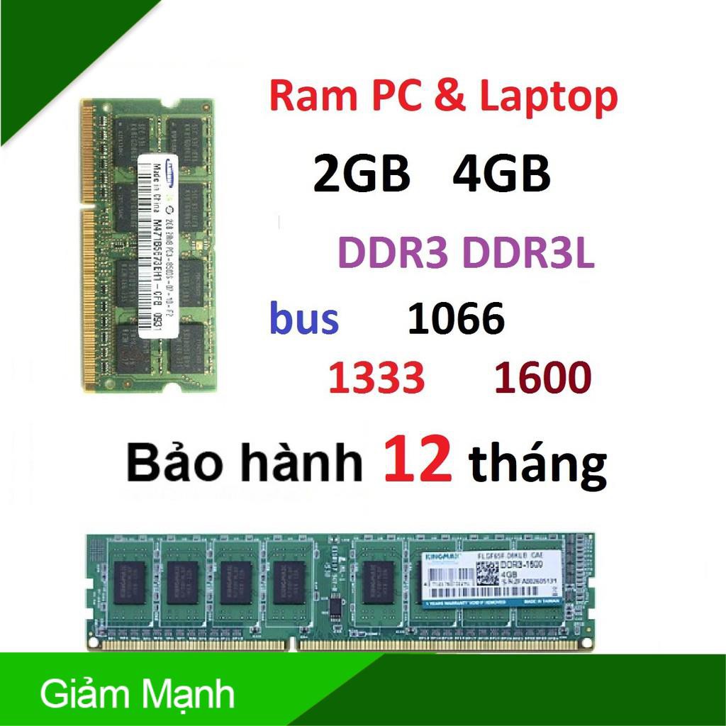 [ Hàng Hot ] Ram ddr3 4gb bus 1333 1600 1066 máy bàn laptop ram ddr3l 4gb 2gb desktop ddr2 800 667 pc