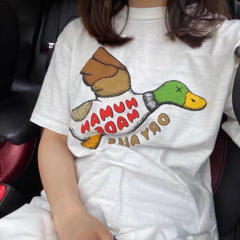 HUMAN MADE x KAWS Joint Flying Duck Wild Duck Love Print LOGO Round Neck Couple Short Sleeve T-Shirt