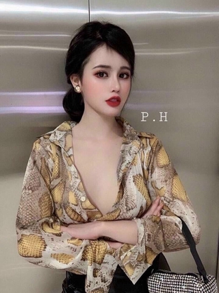 Áo sơ mi họa tiết da rắn hàng đẹp