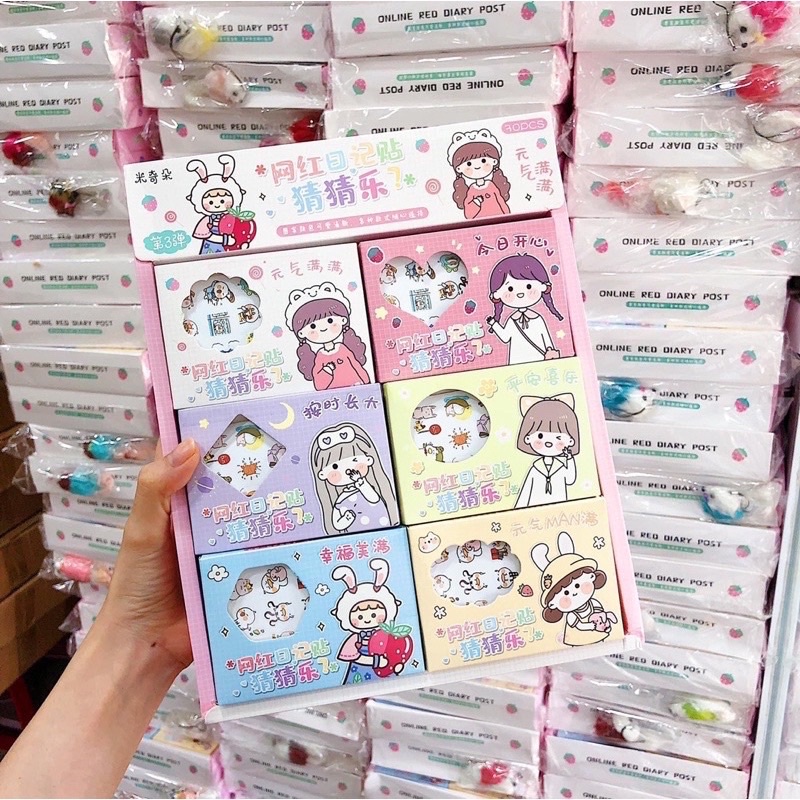 Hộp hình dán sticker 12 tờ siêu cute các hình con vật dễ thương - MG57