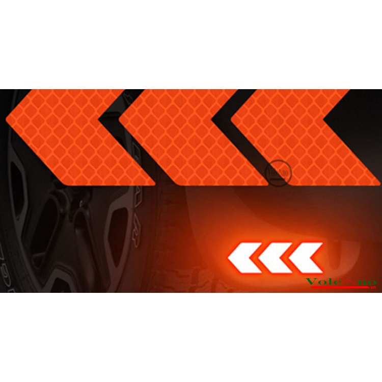 Decal mũi tên dán đuôi xe ô tô có phản quang cảnh báo khoảng cách an toàn-hàng cao cấp bộ 12 miếng