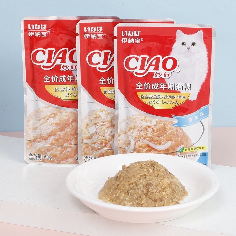 [Mã PET50K giảm Giảm 10% - Tối đa 50K đơn từ 250K] Pate CIAO Cho Mèo Gói 60g Thơm ngon bổ dưỡng